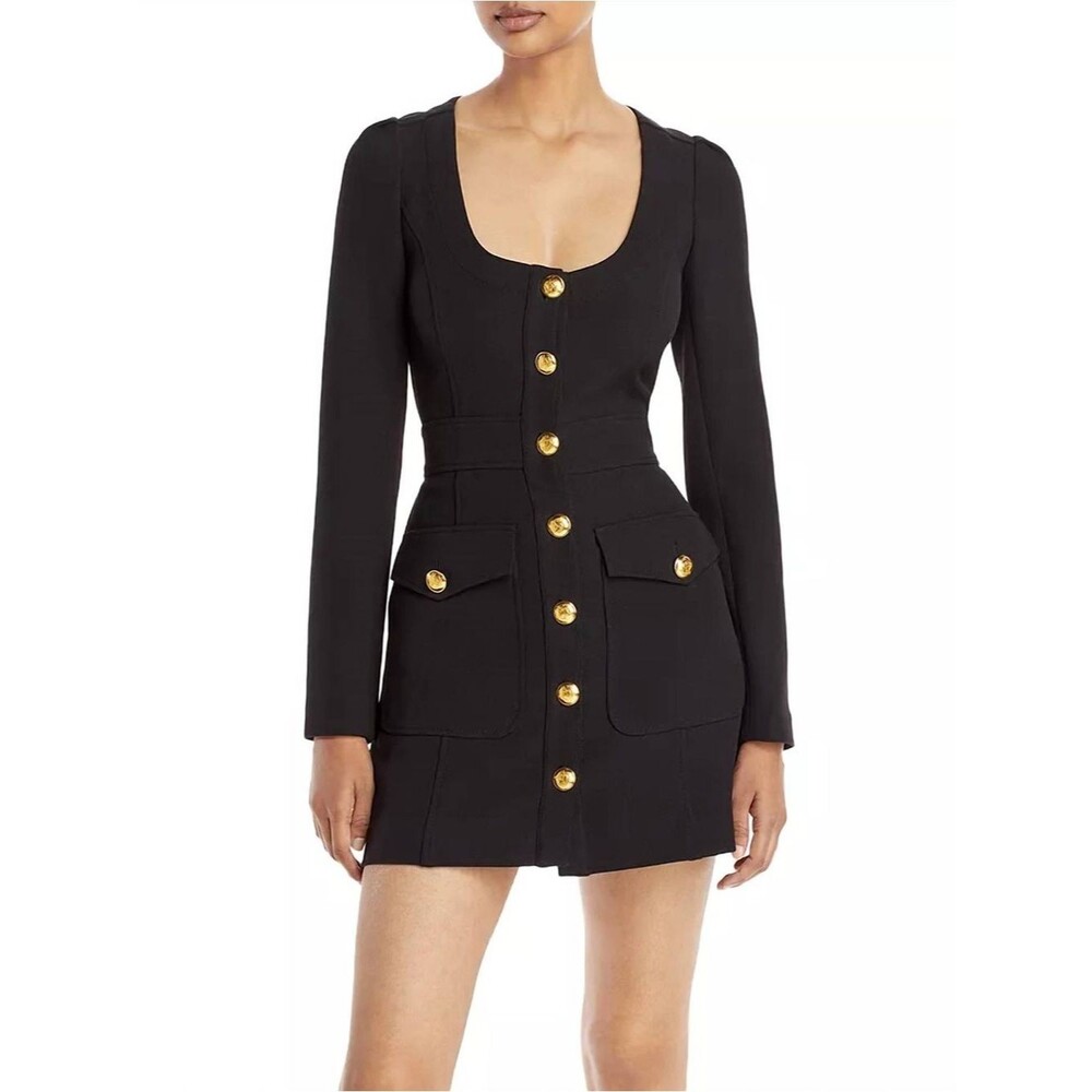 A.L.C. Ivy Button Front Black Military Mini Dress Size 2